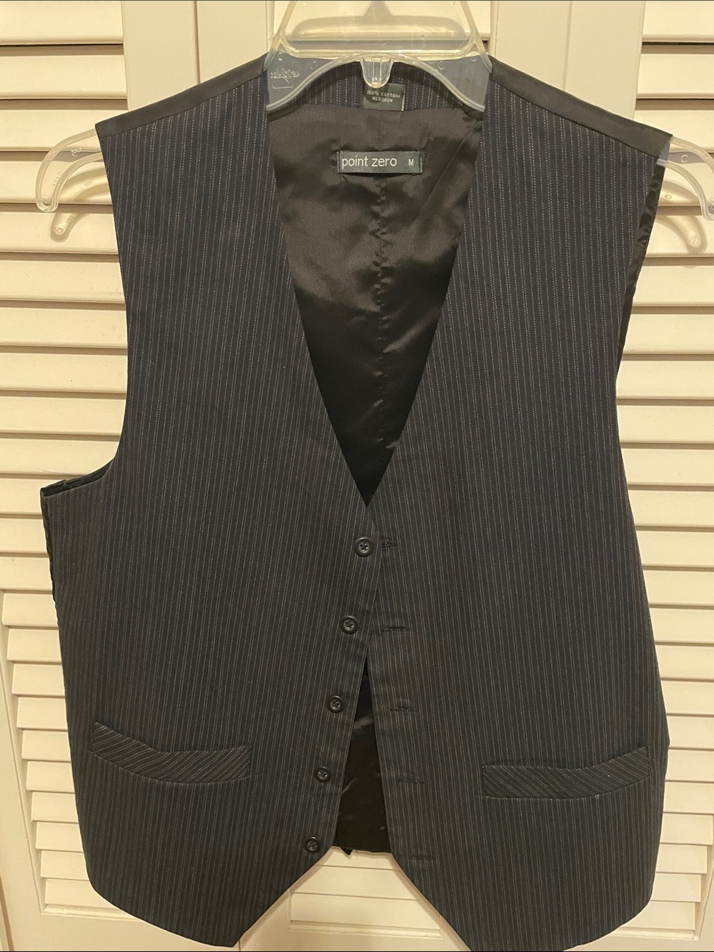 Point Zero Men's Dark Navy Pinstripe Dress Vest